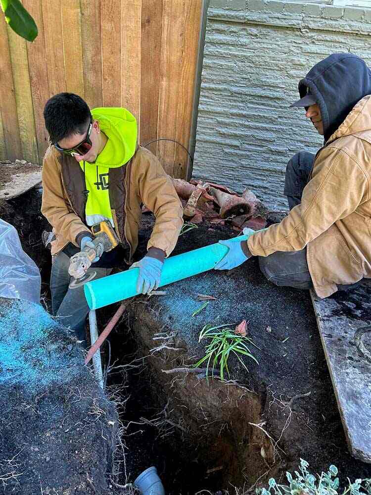 outdoor sewer repair in progress