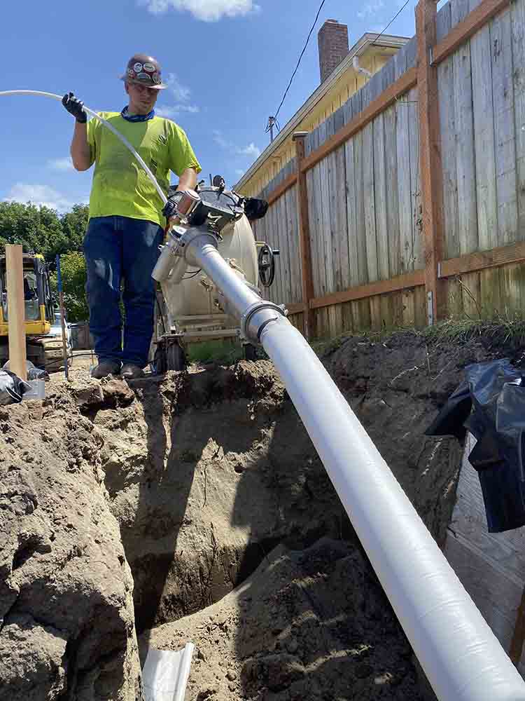 a finished trenchless pipe / trenchless repair ongoing