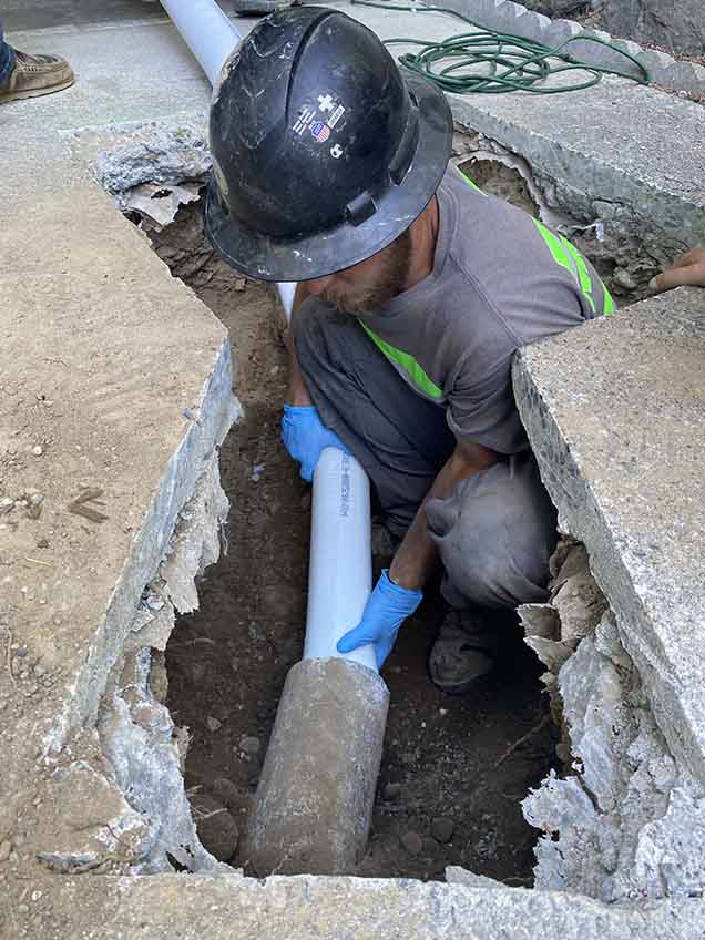 trenchless pipe installation outdoors