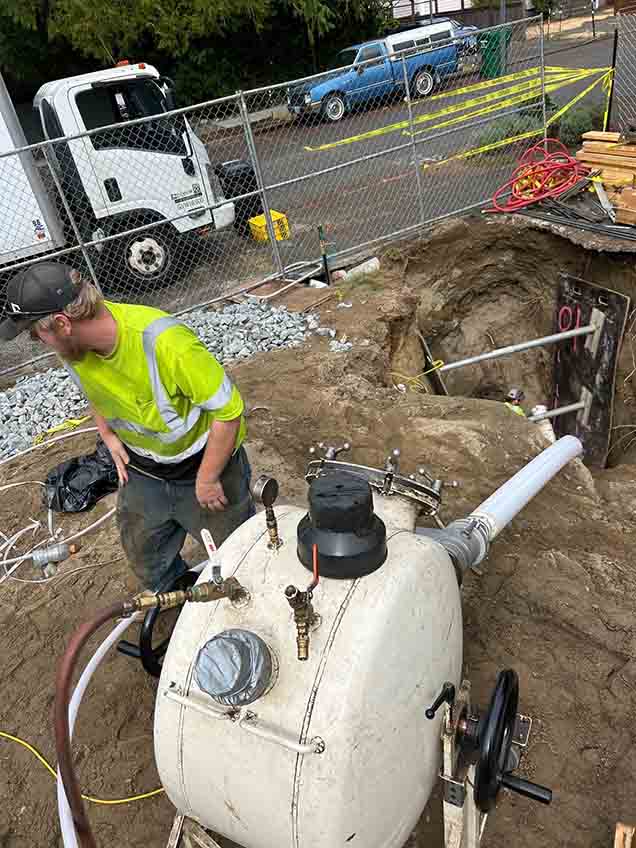 a finished trenchless pipe / trenchless piping in progress