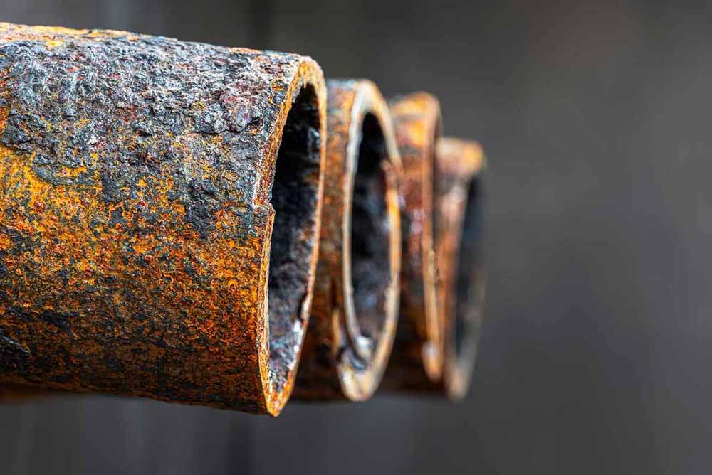 severely corroded old pipes