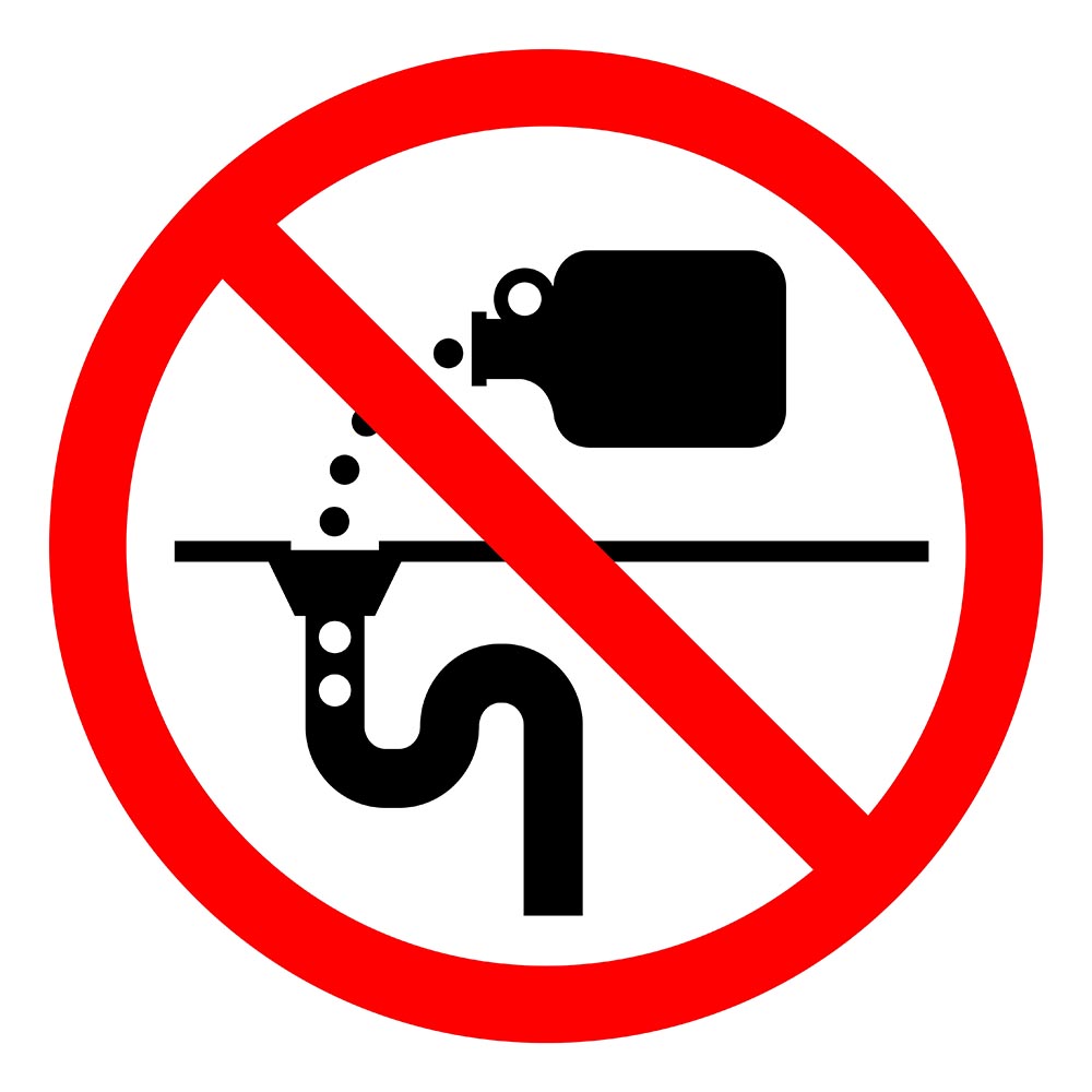 crossed-out chemical drain cleaner