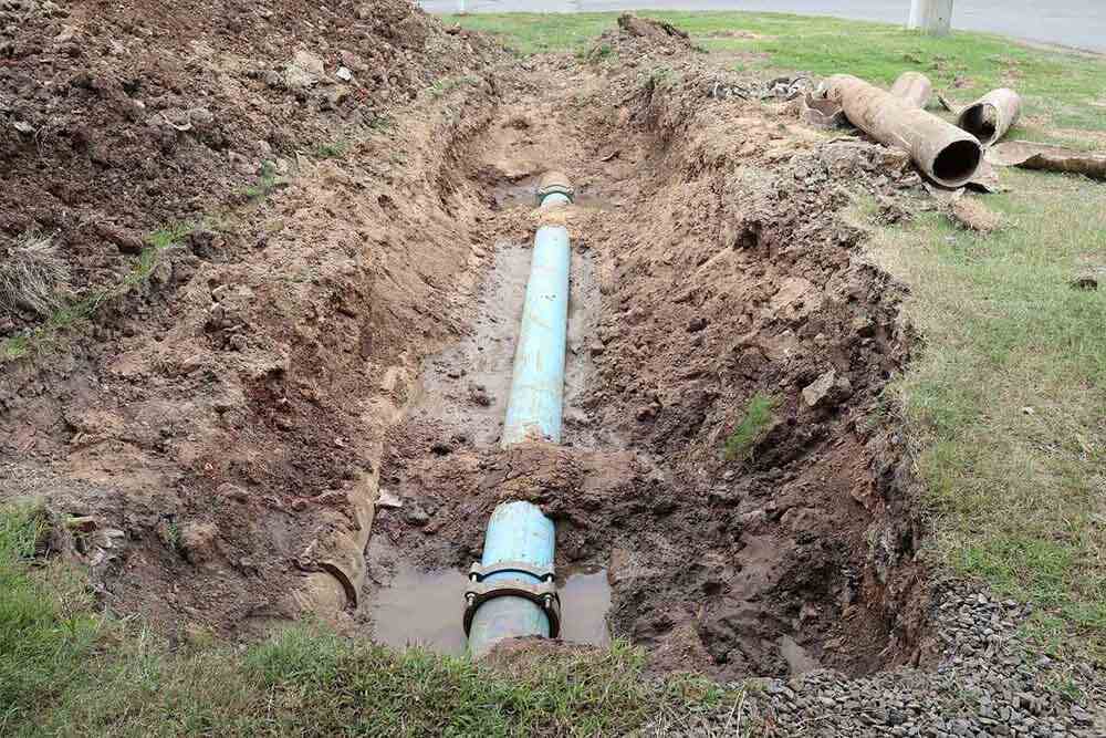 outdoor sewer repair in progress