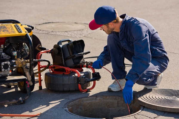 technician performing sewer camera inspection